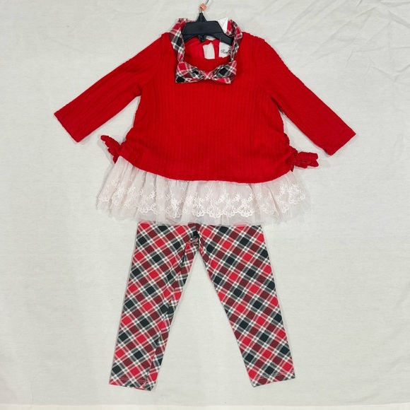 ❤️4 for $20❤️ Rare Editions Toddler Girl 3 Piece Set/leggings & Headband Size 3T - Picture 2 of 16
